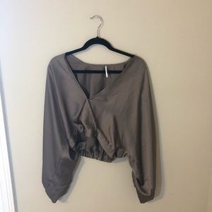 Free People Brown V Neck Top